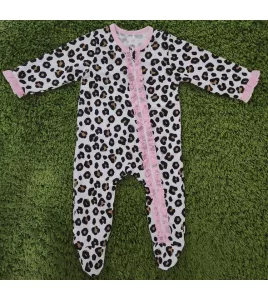 Premium Cotton - Full Front Zip Footed Sleep Suit (Black,White)