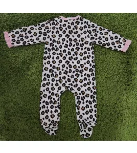 Premium Cotton - Full Front Zip Footed Sleep Suit (Black,White)