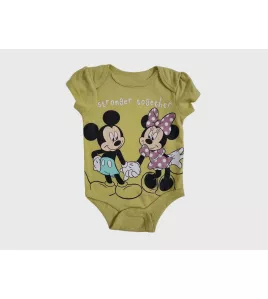 Baby Bodysuit Starter Set, Yellow, Purple , Fashion Mickey &amp; Minnie Mouse Print
