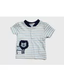 Baby Bodysuit Starter Set, Sky Blue, Fashion Lion Embroidery and Print
