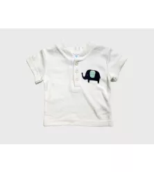 Baby Bodysuit Starter Set, White,Green, Fashion Elephant Embroidery and Print