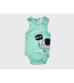 Baby Bodysuit Starter Set, White,Green, Fashion Elephant Embroidery and Print Baby Bodysuit Starter Set, White,Green, Fashion Elephant Embroidery and Print