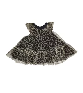 Baby Ruffle Tulle Sleeve Dress Up Dress - Black and Gold Colour