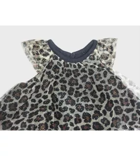 Baby Ruffle Tulle Sleeve Dress Up Dress - Black and Gold Colour