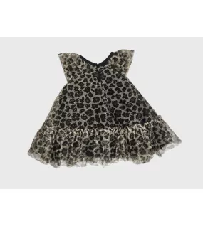 Baby Ruffle Tulle Sleeve Dress Up Dress - Black and Gold Colour