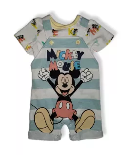 Baby Overalls/Dungarees Set, Light Blue, White - Mickey Mouse