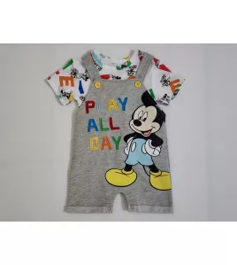 Baby Overalls/Dungarees Set, Grey, White - Fashion Mickey Mouse Print Baby Overalls/Dungarees Set, Grey, White - Fashion Mickey Mouse Print