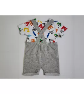 Baby Overalls/Dungarees Set, Grey, White - Fashion Mickey Mouse Print Baby Overalls/Dungarees Set, Grey, White - Fashion Mickey Mouse Print