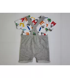 Baby Overalls/Dungarees Set, Grey, White - Fashion Mickey Mouse Print Baby Overalls/Dungarees Set, Grey, White - Fashion Mickey Mouse Print