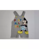 Baby Overalls/Dungarees Set, Grey, White - Fashion Mickey Mouse Print