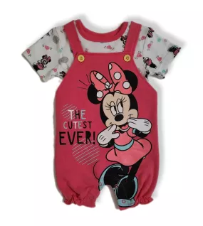 Baby Overalls/Dungarees Set, Pink, White - Minnie Mouse