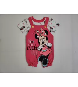 Baby Overalls/Dungarees Set, Pink, White - Minnie Mouse