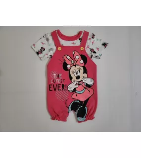 Baby Overalls/Dungarees Set, Pink, White - Minnie Mouse