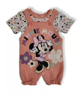 Baby Overalls/Dungarees Set, Peach, White - Minnie Mouse