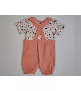 Baby Overalls/Dungarees Set, Peach, White - Minnie Mouse