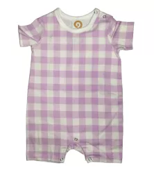 Baby Romper Short Sleeve, Purple Colour- Fashion Checker Print