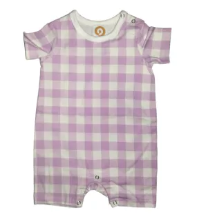 Baby Romper Short Sleeve, Purple Colour- Fashion Checker Print Baby Romper Short Sleeve, Purple Colour- Fashion Checker Print