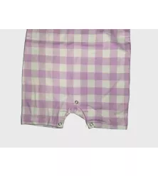 Baby Romper Short Sleeve, Purple Colour- Fashion Checker Print