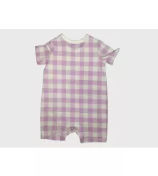 Baby Romper Short Sleeve, Purple Colour- Fashion Checker Print
