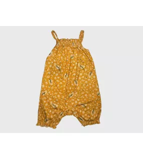 Baby Romper Sleeveless, Amber Colour, Fashion Flower Print