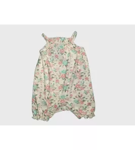 Baby Romper Sleeveless, Peach yellow Colour, Fashion Flower Print