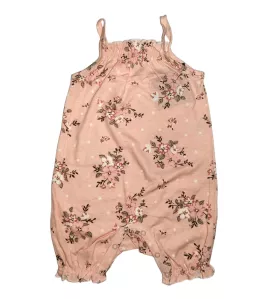 Baby Romper Sleeveless, Melon Colour, Fashion Flower Print
