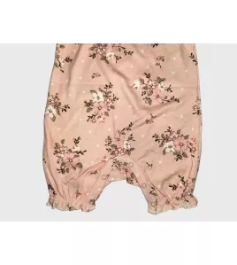 Baby Romper Sleeveless, Melon Colour, Fashion Flower Print