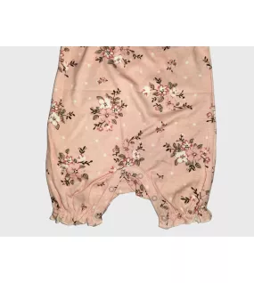 Baby Romper Sleeveless, Melon Colour, Fashion Flower Print Baby Romper Sleeveless, Melon Colour, Fashion Flower Print