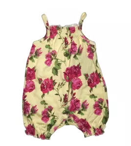 Baby Romper Sleeveless, Light Yellow Colour, Fashion Flower Print