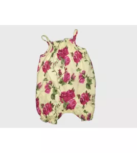 Baby Romper Sleeveless, Light Yellow Colour, Fashion Flower Print