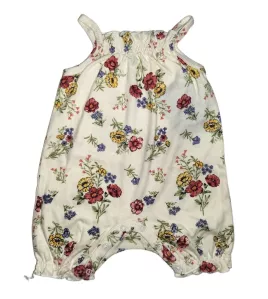 Baby Romper Sleeveless, Old Lace Colour, Fashion Flower Print
