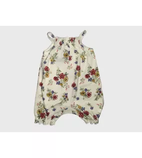 Baby Romper Sleeveless, Old Lace Colour, Fashion Flower Print Baby Romper Sleeveless, Old Lace Colour, Fashion Flower Print