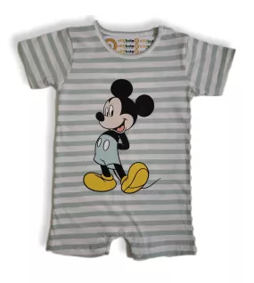 Baby Romper Short Sleeve Mixed Stripe, Green, White - Fashion Mickey Mouse Print Baby Romper Short Sleeve Mixed Stripe, Green, White - Fashion Mickey Mouse Print