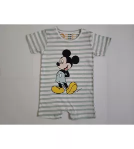 Baby Romper Short Sleeve Mixed Stripe, Green, White - Fashion Mickey Mouse Print Baby Romper Short Sleeve Mixed Stripe, Green, White - Fashion Mickey Mouse Print