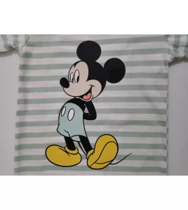 Baby Romper Short Sleeve Mixed Stripe, Green, White - Fashion Mickey Mouse Print Baby Romper Short Sleeve Mixed Stripe, Green, White - Fashion Mickey Mouse Print