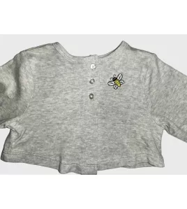 Baby Long Sleeve Crop Top Cardigan, Grey , Fashion Bee Embroidery