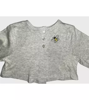 Baby Long Sleeve Crop Top Cardigan, Grey , Fashion Bee Embroidery