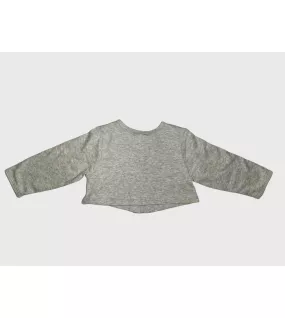 Baby Long Sleeve Crop Top Cardigan, Grey , Fashion Bee Embroidery