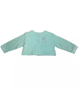 Baby Long Sleeve Crop Top Cardigan, Light Green , Fashion Rabbit Embroidery
