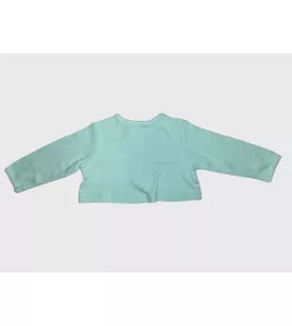 Baby Long Sleeve Crop Top Cardigan, Light Green , Fashion Rabbit Embroidery