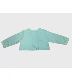 Baby Long Sleeve Crop Top Cardigan, Light Green , Fashion Rabbit Embroidery