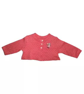 Baby Long Sleeve Crop Top Cardigan, Pink , Dotted White , Fashion Flower Embroidery
