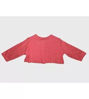 Baby Long Sleeve Crop Top Cardigan, Pink , Dotted White , Fashion Flower Embroidery