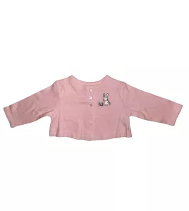 Baby Long Sleeve Crop Top Cardigan, Pink Colour , Fashion Rabbit Embroidery