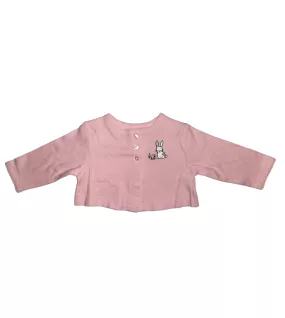 Baby Long Sleeve Crop Top Cardigan, Pink Colour , Fashion Rabbit Embroidery