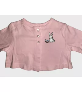 Baby Long Sleeve Crop Top Cardigan, Pink Colour , Fashion Rabbit Embroidery
