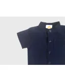 Baby Short Sleeve , Mandarin Collar - Dark Blue