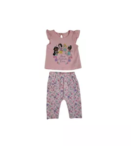 Baby Ruffle Short Sleeve and Pant Set , Pink , Fashion Disney Print