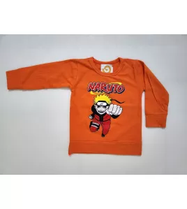 Long Sleeve Pyjama Set - Orange,Grey Colour with Fashion Naruto Print