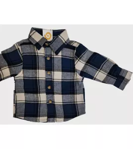 Baby Long Sleeve Shirt - Blue & Grey Baby Long Sleeve Shirt - Blue & Grey